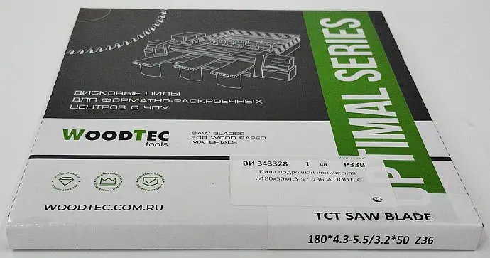 Пила подрезная Ø180 х 50 х 4,3-5,5 Z = 36 WoodTec