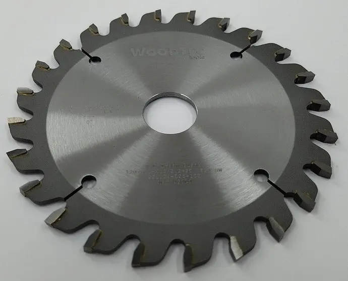 Подрезная коническая пила WoodTec для форматно-раскроечных станков  Ø120х22х2,8-4,0 Z=24 KON