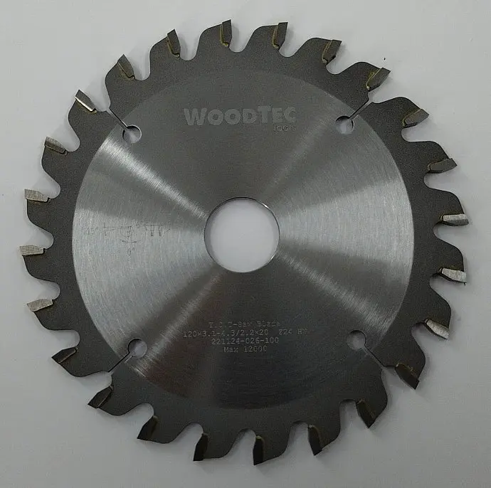 Подрезная коническая пила WoodTec для форматно-раскроечных станков  Ø120х22х2,8-4,0 Z=24 KON