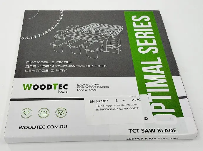 Пила подрезная Ø160 х 55 х 4,3-5,5 Z = 36 WoodTec