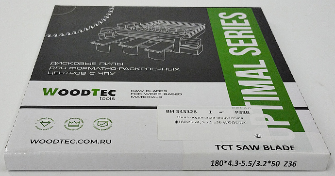 Пила подрезная Ø180 х 50 х 4,3-5,5 Z = 36 WoodTec