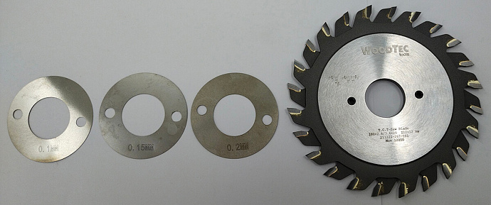 Подрезная составная пила WoodTec для форматно-раскроечных станков Ø100 х 20 х 2,8-3,6 Z = 12 + 12