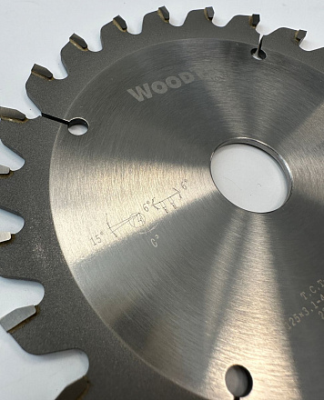 Подрезная коническая пила WoodTec для форматно-раскроечных станков Ø125 х 22 х 3,1-4,3 Z = 24 KON