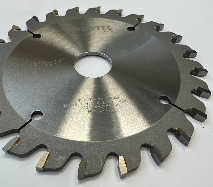 Подрезная коническая пила WoodTec для форматно-раскроечных станков Ø120 х 20 х 3,1-4,3 Z = 24 KON