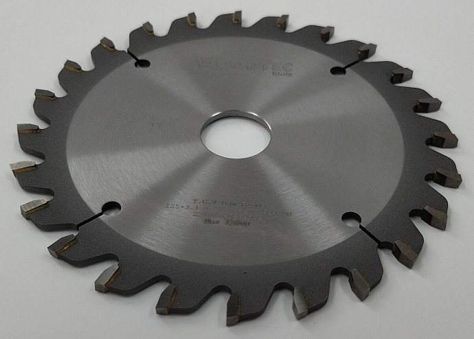 Подрезная коническая пила WoodTec для форматно-раскроечных станков Ø125x20x3,1-4,3 Z=24 KON
