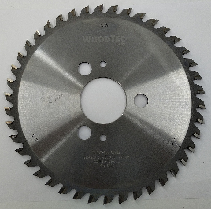 Пила подрезная Ø215 х 50 х 4,3-5,5 Z = 42 WoodTec