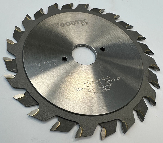 Подрезная составная пила WoodTec для форматно-раскроечных станков Ø125 х 20 x 2,8-3,6 Z = 12 + 12