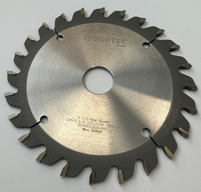 Подрезная коническая пила WoodTec для форматно-раскроечных станков Ø125 х 22 х 3,1-4,3 Z = 24 KON