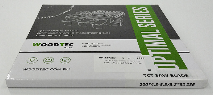 Пила подрезная Ø200 х 50 х 4,3-5,5 Z = 36 WoodTec