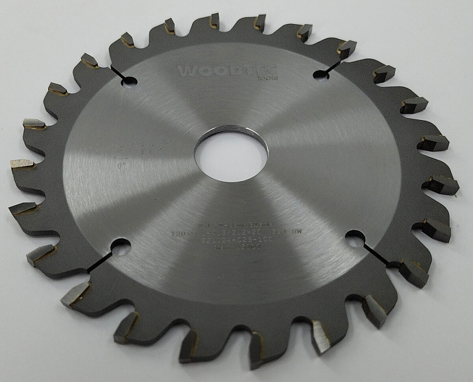 Подрезная коническая пила WoodTec для форматно-раскроечных станков Ø120х20х2,8-4,0 Z=24 KON